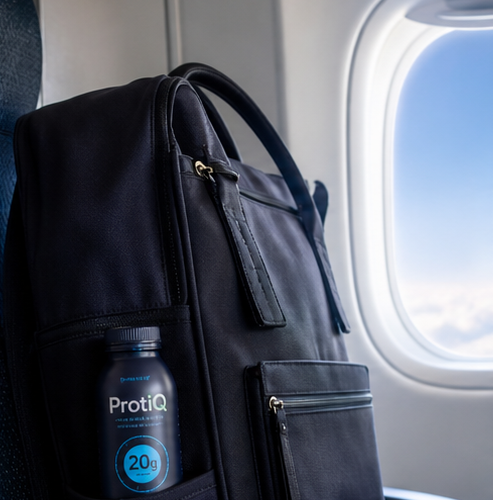 Traveller carrying a bottle of protIQ