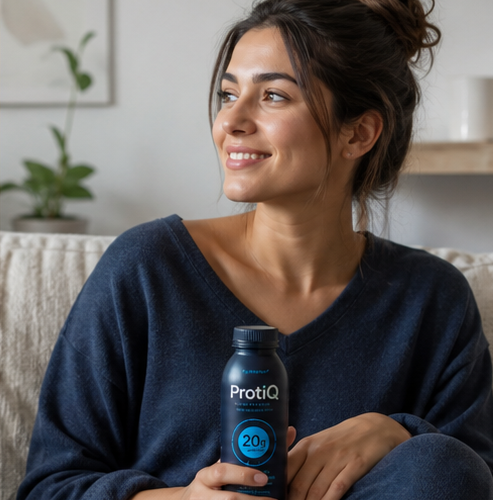 Woman relaxing at home with protIQ